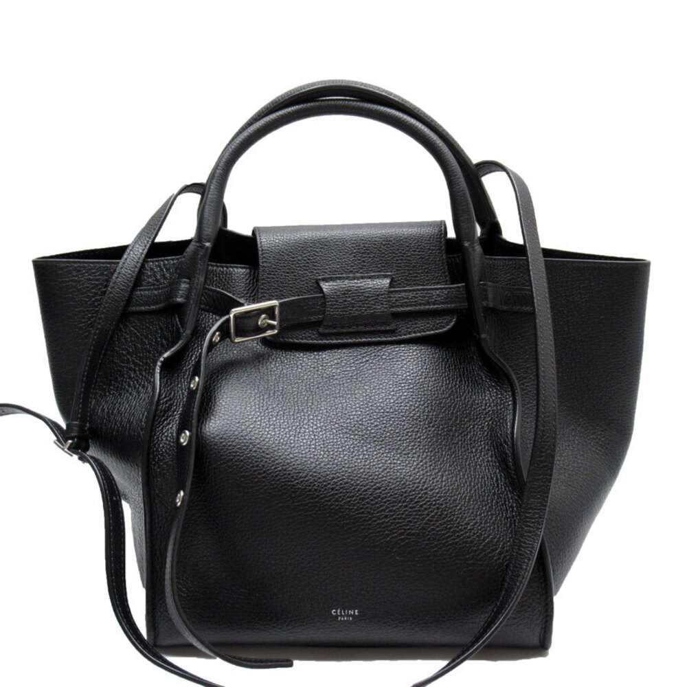 Celine 2way Shoulder Bag Big Leather Black Silver